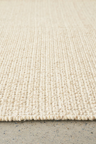 Parker Natural Cream Jute and Wool Modern Pebble Pattern Hallway Runner Rug